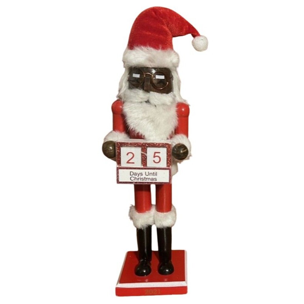 Wooden Christmas Nutcracker, 14", AFRICAN AMERICAN SANTA ADVENT COUNTDOWN 21, WS